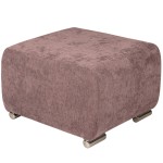 Pufa MILAN w kolorze różowym ze srebrnymi nóżkami z wytrzymałej tkaniny typu plecionka