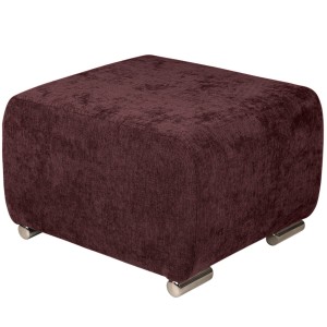 Pufa MILAN w kolorze bordowym ze srebrnymi nóżkami z wytrzymałej tkaniny typu plecionka 
