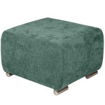 Pufa MILAN w kolorze zielonym ze srebrnymi nóżkami z wytrzymałej tkaniny typu plecionka