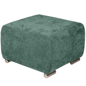 Pufa MILAN w kolorze zielonym ze srebrnymi nóżkami z wytrzymałej tkaniny typu plecionka