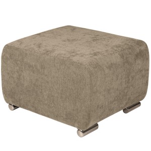 Pufa MILAN w kolorze jasnobrązowym ze srebrnymi nóżkami z wytrzymałej tkaniny typu plecionka