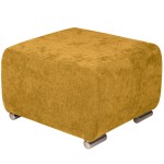 Pufa MILAN w kolorze pomarańczowym ze srebrnymi nóżkami z wytrzymałej tkaniny typu plecionka 