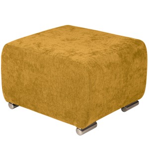 Pufa MILAN w kolorze pomarańczowym ze srebrnymi nóżkami z wytrzymałej tkaniny typu plecionka 