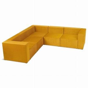 Narożnik modułowy 4-osobowy LEON w kolorze miodowym – segment do zestawu mebli modułowych: 5 siedzisk, 6 oparć, 2 podłokietniki 