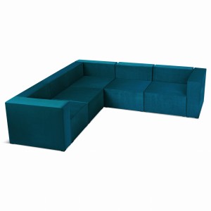 Narożnik modułowy 4-osobowy LEON w kolorze turkusowym – segment do zestawu mebli modułowych: 5 siedzisk, 6 oparć, 2 podłokietniki