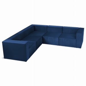 Narożnik modułowy 4-osobowy LEON w kolorze granatowym – segment do zestawu mebli modułowych: 5 siedzisk, 6 oparć, 2 podłokietniki 