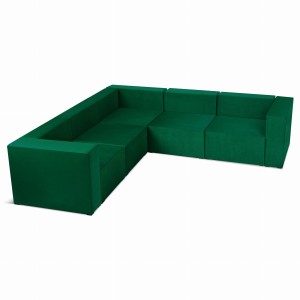 Narożnik modułowy 4-osobowy LEON w kolorze zielonym – segment do zestawu mebli modułowych: 5 siedzisk, 6 oparć, 2 podłokietniki