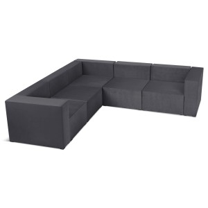 Narożnik modułowy 4-osobowy LEON w kolorze grafitowym – segment do zestawu mebli modułowych: 5 siedzisk, 6 oparć, 2 podłokietniki