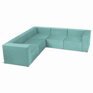 Narożnik modułowy 4-osobowy LEON w kolorze miętowym – segment do zestawu mebli modułowych: 5 siedzisk, 6 oparć, 2 podłokietniki