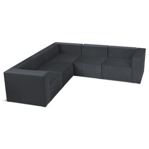 Narożnik modułowy 4-osobowy LEON w kolorze ciemnoszarym – segment do zestawu mebli modułowych: 5 siedzisk, 6 oparć, 2 podłokietniki