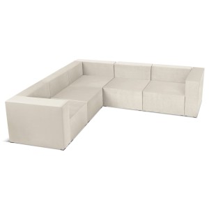 Narożnik modułowy 4-osobowy LEON w kolorze kremowym – segment do zestawu mebli modułowych: 5 siedzisk, 6 oparć, 2 podłokietniki