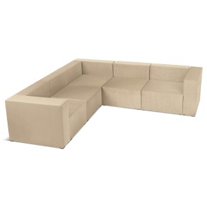 Narożnik modułowy 4-osobowy LEON w kolorze beżowym – segment do zestawu mebli modułowych: 5 siedzisk, 6 oparć, 2 podłokietniki
