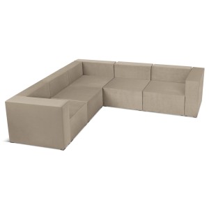 Narożnik modułowy 4-osobowy LEON w kolorze beżowym – segment do zestawu mebli modułowych: 5 siedzisk, 6 oparć, 2 podłokietniki