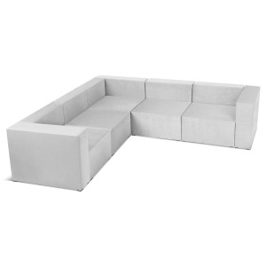 Narożnik modułowy 4-osobowy LEON w kolorze jasnoszarym – segment do zestawu mebli modułowych: 5 siedzisk, 6 oparć, 2 podłokietniki