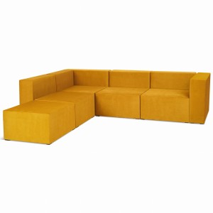 Narożnik modułowy 4-osobowy LEON w kolorze miodowym – segment do zestawu mebli modułowych: 5 siedzisk, 5 oparć, 1 podłokietnik  