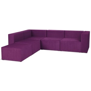 Narożnik modułowy 4-osobowy LEON w kolorze fioletowym – segment do zestawu mebli modułowych: 5 siedzisk, 5 oparć, 1 podłokietnik