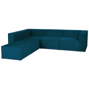 Narożnik modułowy 4-osobowy LEON w kolorze turkusowym – segment do zestawu mebli modułowych: 5 siedzisk, 5 oparć, 1 podłokietnik 