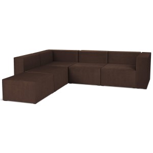 Narożnik modułowy 4-osobowy LEON w kolorze brązowym – segment do zestawu mebli modułowych: 5 siedzisk, 5 oparć, 1 podłokietnik 