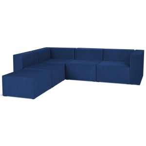 Narożnik modułowy 4-osobowy LEON w kolorze granatowym – segment do zestawu mebli modułowych: 5 siedzisk, 5 oparć, 1 podłokietnik 