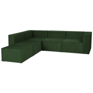Narożnik modułowy 4-osobowy LEON w kolorze ciemnozielonym – segment do zestawu mebli modułowych: 5 siedzisk, 5 oparć, 1 podłokietnik 