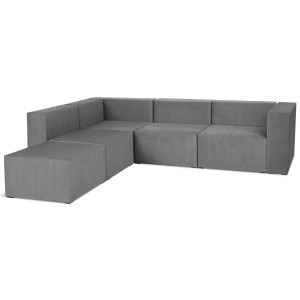 Narożnik modułowy 4-osobowy LEON w kolorze szarym – segment do zestawu mebli modułowych: 5 siedzisk, 5 oparć, 1 podłokietnik 