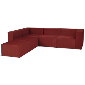 Narożnik modułowy 4-osobowy LEON w kolorze bordowym – segment do zestawu mebli modułowych: 5 siedzisk, 5 oparć, 1 podłokietnik  