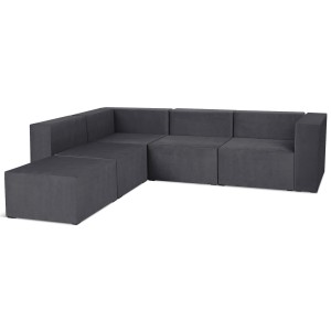 Narożnik modułowy 4-osobowy LEON w kolorze grafitowym – segment do zestawu mebli modułowych: 5 siedzisk, 5 oparć, 1 podłokietnik