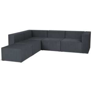 Narożnik modułowy 4-osobowy LEON w kolorze ciemnoszarym – segment do zestawu mebli modułowych: 5 siedzisk, 5 oparć, 1 podłokietnik  