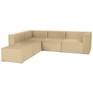 Narożnik modułowy 4-osobowy LEON w kolorze beżowym – segment do zestawu mebli modułowych: 5 siedzisk, 5 oparć, 1 podłokietnik