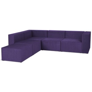 Narożnik modułowy 4-osobowy LEON w kolorze fioletowym – segment do zestawu mebli modułowych: 5 siedzisk, 5 oparć, 1 podłokietnik 
