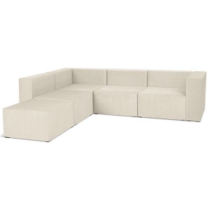 Narożnik modułowy 4-osobowy LEON w kolorze kremowym – segment do zestawu mebli modułowych: 5 siedzisk, 5 oparć, 1 podłokietnik  