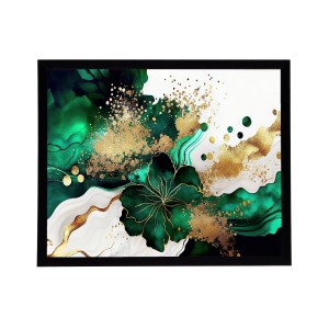 Nowoczesny obraz w czarnej ramie w rozmiarze 40x50 cm - Green magma flower 1