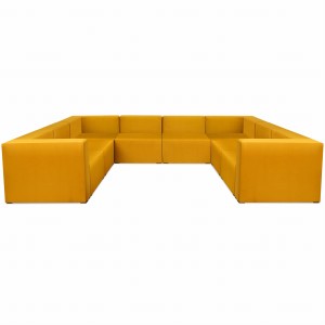 Narożnik modułowy w kształcie litery U 6-osobowy LEON w kolorze miodowym – segment do zestawu mebli modułowych: 8 siedzisk, 10 oparć, 2 podłokietniki 