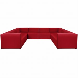 Narożnik modułowy w kształcie litery U 6-osobowy LEON w kolorze czerwonym – segment do zestawu mebli modułowych: 8 siedzisk, 10 oparć, 2 podłokietniki