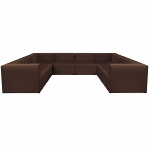 Narożnik modułowy w kształcie litery U 6-osobowy LEON w kolorze brązowym – segment do zestawu mebli modułowych: 8 siedzisk, 10 oparć, 2 podłokietniki
