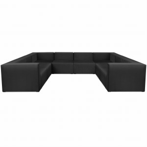 Narożnik modułowy w kształcie litery U 6-osobowy LEON w kolorze czarnym – segment do zestawu mebli modułowych: 8 siedzisk, 10 oparć, 2 podłokietniki 