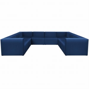 Narożnik modułowy  w kształcie litery U 6-osobowy LEON w kolorze granatowym – segment do zestawu mebli modułowych: 8 siedzisk, 10 oparć, 2 podłokietniki 