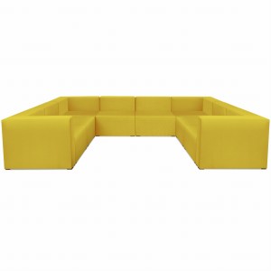 Narożnik modułowy  w kształcie litery U 6-osobowy LEON w kolorze żółtym – segment do zestawu mebli modułowych: 8 siedzisk, 10 oparć, 2 podłokietniki  
