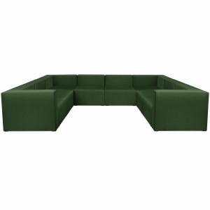 Narożnik modułowy w kształcie litery U 6-osobowy LEON w kolorze ciemnozielonym – segment do zestawu mebli modułowych: 8 siedzisk, 10 oparć, 2 podłokietniki 