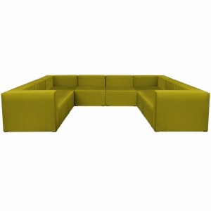 Narożnik modułowy w kształcie litery U 6-osobowy LEON w kolorze oliwkowym – segment do zestawu mebli modułowych: 8 siedzisk, 10 oparć, 2 podłokietniki  