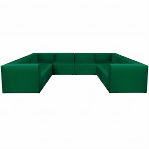 Narożnik modułowy w kształcie litery U 6-osobowy LEON w kolorze zielonym – segment do zestawu mebli modułowych: 8 siedzisk, 10 oparć, 2 podłokietniki