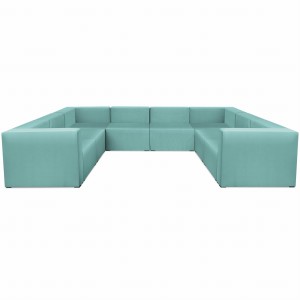 Narożnik modułowy w kształcie litery U 6-osobowy LEON w kolorze miętowym – segment do zestawu mebli modułowych: 8 siedzisk, 10 oparć, 2 podłokietniki