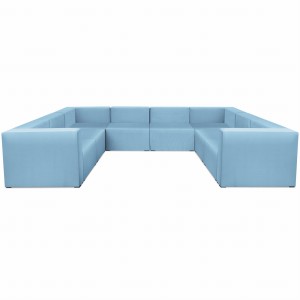 Narożnik modułowy w kształcie litery U 6-osobowy LEON w kolorze jasnoniebieskim – segment do zestawu mebli modułowych: 8 siedzisk, 10 oparć, 2 podłokietniki
