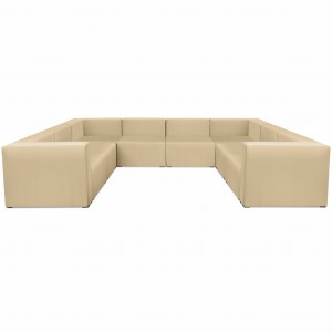 Narożnik modułowy w kształcie litery U 6-osobowy LEON w kolorze beżowym – segment do zestawu mebli modułowych: 8 siedzisk, 10 oparć, 2 podłokietniki 
