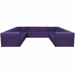 Narożnik modułowy w kształcie litery U 6-osobowy LEON w kolorze fioletowym – segment do zestawu mebli modułowych: 8 siedzisk, 10 oparć, 2 podłokietniki