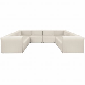 Narożnik modułowy w kształcie litery U 6-osobowy LEON w kolorze kremowym – segment do zestawu mebli modułowych: 8 siedzisk, 10 oparć, 2 podłokietniki 