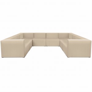 Narożnik modułowy w kształcie litery U 6-osobowy LEON w kolorze beżowym – segment do zestawu mebli modułowych: 8 siedzisk, 10 oparć, 2 podłokietniki 