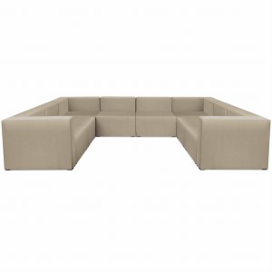 Narożnik modułowy w kształcie litery U 6-osobowy LEON w kolorze beżowym – segment do zestawu mebli modułowych: 8 siedzisk, 10 oparć, 2 podłokietniki 