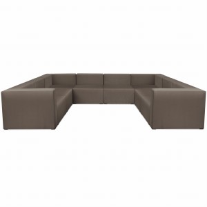 Narożnik modułowy w kształcie litery U 6-osobowy LEON w kolorze brązowym – segment do zestawu mebli modułowych: 8 siedzisk, 10 oparć, 2 podłokietniki