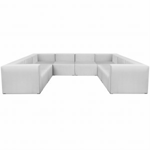 Narożnik modułowy w kształcie litery U 6-osobowy LEON w kolorze jasnoszarym – segment do zestawu mebli modułowych: 8 siedzisk, 10 oparć, 2 podłokietniki 